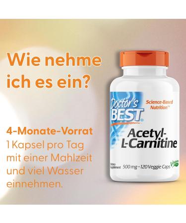 Doctor's Best Acetyl-L-Carnitine 500mg - 120 Capsules for Energy & Focus | International Shipping Available - Buy Online on GoSupps.com
