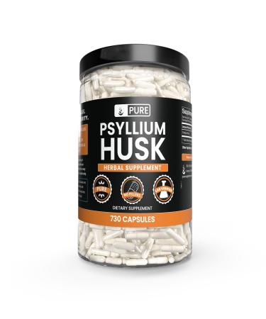 Pure Original Ingredients Psyllium Husk (730 Capsules) No Magnesium Or Rice Fillers, Always Pure, Lab Verified 730 Count (Pack of 1)