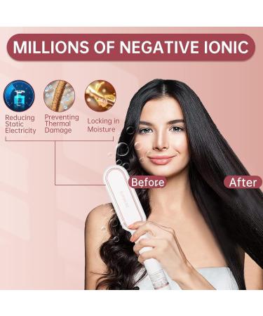 Negative Ionic Hair Straightener Brush - 9 Temp Settings Fast Heating & Auto Shut Off - Anti-Scald Design (White) | Shop Internationally - Buy Online on GoSupps.com