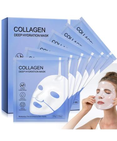 Masque Collagene 6 Pi ces - Masque Anti-Rides au Collag ne Profond pour Tous Types de Peau R duction des Pores Am lioration de l' lasticit