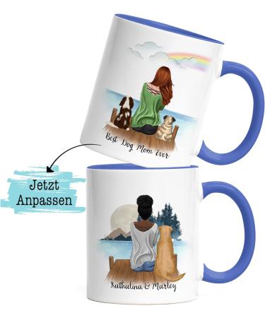 Personalized Kiddle-Design Dog Mom Mug - Unique Blue Gift for Dog Lovers & Owners - Buy Online on GoSupps.com