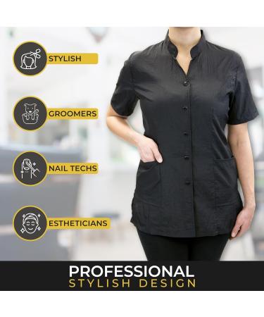 CHARLENE Anna Short-Sleeve Jacket - Custom Embroidery for Stylists & Groomers - XX-Large Magenta - Buy Online on GoSupps.com