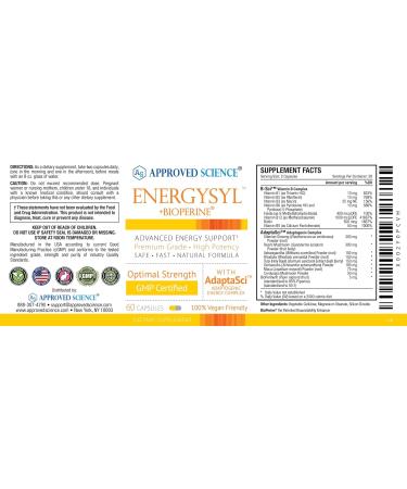 Approved Science Energysyl - Natural Energy Booster with Reishi Mushrooms & Bioperine - 60 Capsules - Buy Online on GoSupps.com