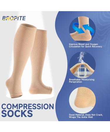 Bropite Open Toe Compression Socks - 2 Pairs Toeless for Men & Women - Black | International Shipping Available - Buy Online on GoSupps.com