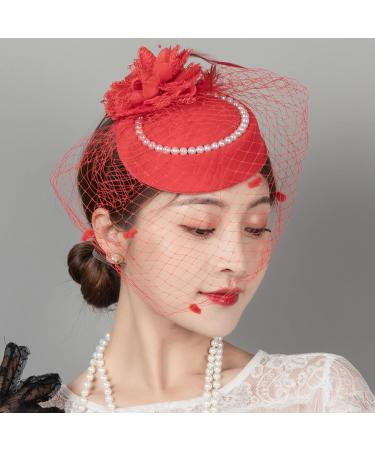 AJTUTUS Delicate Pearl Hat Net Yarn Hair Clips Cute Halloween Cosplay Hair Holder Medieval Party Costume Headwear for Girl - Buy Online on GoSupps.com