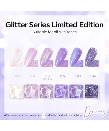 Modelones Purple Glitter Gel Nail Polish Set 6 Colors Shimmer Mermaid Gel Polish Cat Eye Sparkle Gel Nail Polish Soak Off Summer Gel Polish Set for Women DIY Nail Art Gift - Buy Online on GoSupps.com