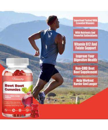 Sugar Free Beet Root Gummies - 1500mg Nitric Oxide Chews for Energy & Whole Body Health | 60 Count Supplement for Men & Women - Buy Online on GoSupps.com