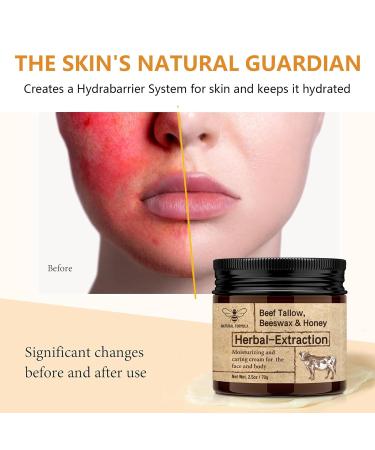 Organic Beef Tallow Face Cream - Grass-Fed Beeswax & Honey Hydration Skin Nourishment - Buy Online on GoSupps.com