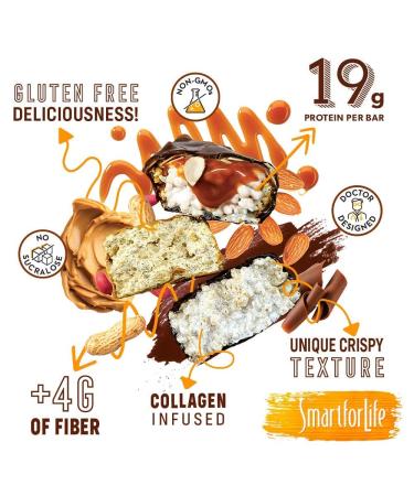 Smart for Life High Protein Low Sugar Bar Variety Pack - 18 Ct - Gluten Free - Caramel Almond, Chocolate, Peanut Butter - Meal Replacement Bars - Cookie Diet Friendly - Non-GMO - Buy Online on GoSupps.com