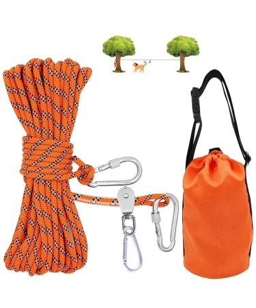 Dog Tie Out Cable for Camping - Heavy Duty Overhead Trolley System 50ft Pulley
