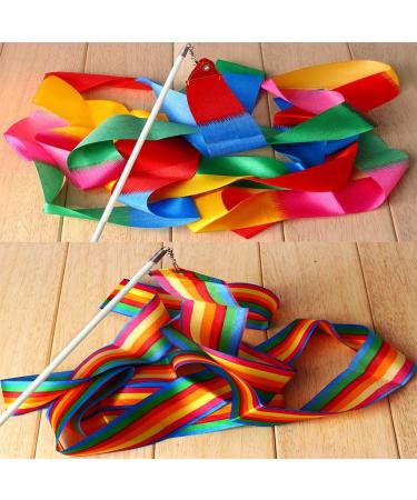 Dance Ribbons Rainbow Streamers - 2pc Set for Kids Rhythmic Gymnastics & Baton Twirling - Buy Online on GoSupps.com