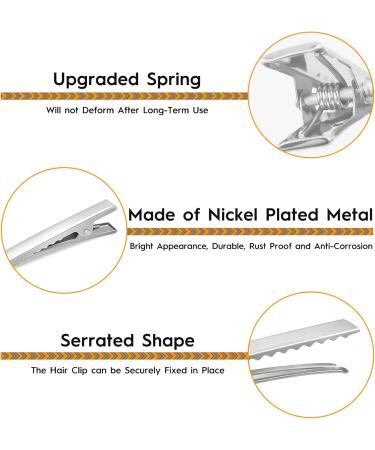 32 Pieces Crocodile Alligator Hair Clips Metal Alligator Clips Non Slip DIY Accessories for Hair 46mm 56mm 66mm 76mm Barrette for Women and Girls Silver - Buy Online on GoSupps.com