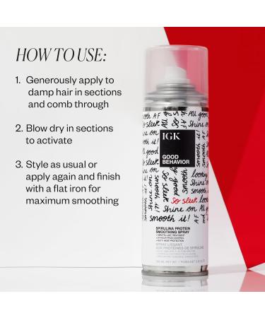 IGK GOOD BEHAVIOR Spirulina Protein Smoothing Spray | Keratin Like Treatment + Frizz Control + Heat Protectant | Vegan + Cruelty Free | 5.6 Oz (Pack of 2) 5.6 Fl Oz (Pack of 2) - Buy Online on GoSupps.com