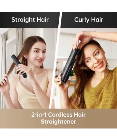 dreame Hair Straightener Portable Cordless Hair Straightener and Curler 2 in 1 Negative Ions Uniform Heat Distribution Fast Heating Flat Iron Rechargeable Mini for Travel - Buy Online on GoSupps.com
