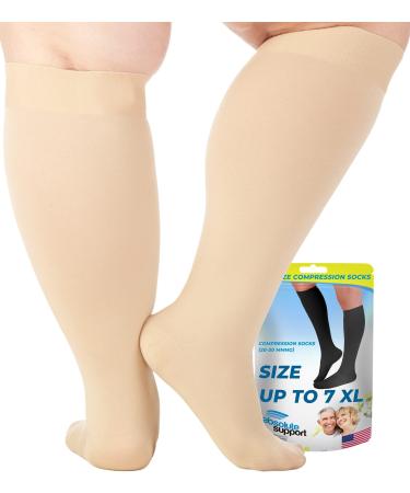 Absolute support opaque compression stockings for women and men class 2 20-30 mmHg - compression socks for varicose veins swelling lymphedema lipedema - support stockings beige 6x -large 6xl beige - Buy Online on GoSupps.com