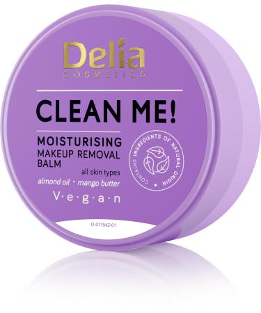 Delia Cosmetics - Clean Me - Face and Eye Makeup Removal Balm - All Skin Types - Almond Oil Cocoa Butter Mango Butter - Cleans Removes Make-up Moisturizes - Vegan Cosmetic - 40g Make Up Removal Balm