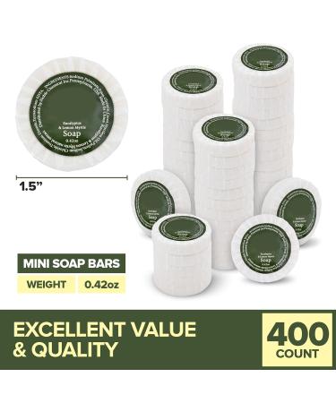 Eco Hotel Soap Bars (400 Count) - Eucalyptus & Lemon Myrtle Essential Oils | Travel Size Guest Soaps | Mini Bulk Pack for Hotels & Resorts - Buy Online on GoSupps.com