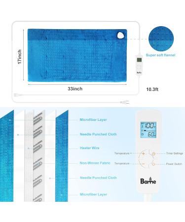 Extra Large Banne Heating Pad 33x17 for Back Pain Relief - Electric Heat Pad with 6 Heat Levels, 4 Timers - Buy Online on GoSupps.com