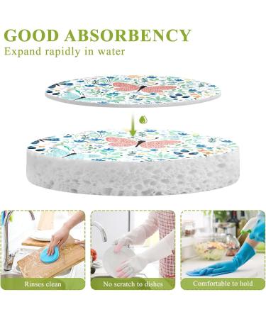 3-Pack Cleaning Kitchen Sponges Oval Seamless Pattern with Butterflies Kitchen Cellulose Dishwashing Wood Pulp Cotton - Buy Online on GoSupps.com