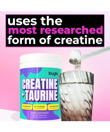 Creatine with Taurine for Women & Men - Unflavored Micronized Creatine Monohydrate Plus Taurine Powder to Support Muscle Strength Recovery & Brain Health (60 Servings) Unflavored 14.96 Ounce (Pack of 1) - Buy Online on GoSupps.com