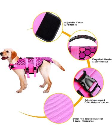 Cit toile Dog Life Jacket - Shark Design Mermaid Tail Pink 2XL XXL - Perfect for Small Medium & Large Dogs - International Shipping Available! - Buy Online on GoSupps.com