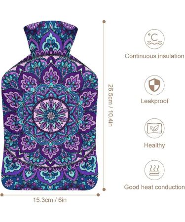 Hot Water Bottle with Lid - Purple Floral Pattern Rubber Bag for Pain Relief Cramps Foot Warmer & Hot/Cold Therapy - Buy Online on GoSupps.com