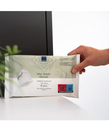 Abena Disposable Moist Wash Gloves - Soft Perfume-Free 30 Pack of 8 | Gentle Care Washcloths for Body - 23x15.5cm - Buy Online on GoSupps.com