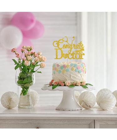 Tenhaisi Gold Glitter Congrats Doctor Cake Topper Medical School Doctor Graduation Party Decoration Supplies for Boy Girl College Graduation Cake Decor - Buy Online on GoSupps.com