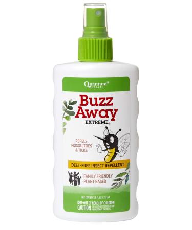 Quantum Health Buzz Away Extreme - DEET-free Insect Repellent, Essential Oil Bug Spray - Small Children and Up, Travel Friendly, 8 Fl Oz