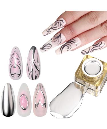 Metallic Painting Gel Nail Polish - Mirror Gold Liner Gel Polish - 3D Metal Painting Nail Varnish - Metal Painting Gel - Mirror Nails Finish - Nail Liner Painting Gel Polish DIY Nail Drawing at Home
