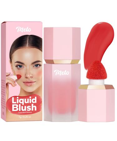 Meto Liquid Blush for Cheeks  Cream Blush Makeup  Weightless  Long-Wearing  Smudge Proof  Natural-Looking  Dewy Finish  Skin Tint Blush Liquid  Breathable Feel Cream Blush for Cheeks (Tomato Color) 01 Tomato Color