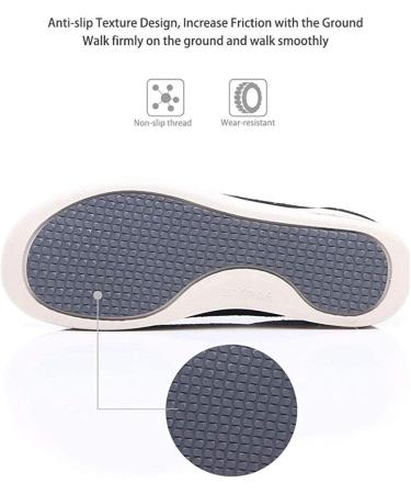 UGUHU Men Diabetic Shoes - Large Size Wide Width Footwear for Swollen Feet & Plantar Fasciitis - Non-Slip Elderly Walking Shoes - Black EU47 - Buy Online on GoSupps.com