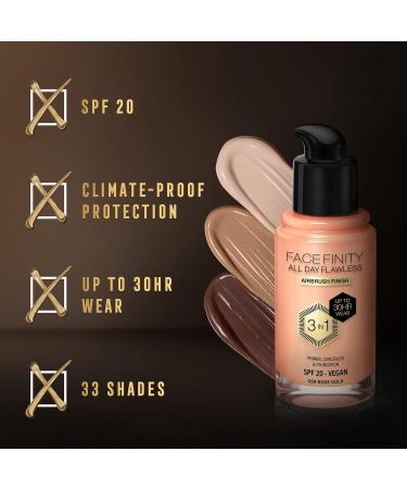 Max Factor Facefinity 3-in-1 All Day Flawless Liquid Foundation SPF 20 - 64 Rose Gold 30 ml - Pack of 1 - Buy Online on GoSupps.com
