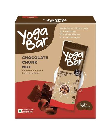 Yoga.bar Energy Bars Chocolate Chunk | Multigrain Daily Protein Snack | High Energy & Nutrition Bars | 8g Protein & 7g Fibre Protein bars | Pack of 10 x 38g Energy Bars