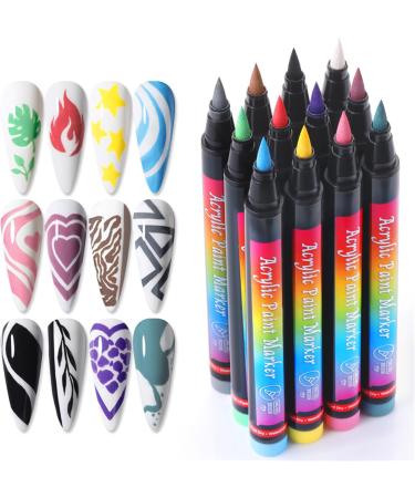 RoseFlower 12 Color 3D Nail Art Pens Set Acrylic Paint Pens Nail Art Painting Pen Nail Art Graffiti Pen Quick-drying Waterproof Nail Point Graffiti Dotting Pen for Nail DIY Dot Line Flower Pattern#2 - Buy Online on GoSupps.com