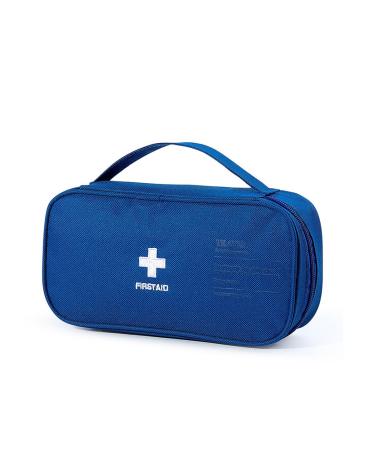 Pill Manager Travel Bag Case Empty for Medicine Medication Tablet Prescription Vitamins Weekly Bottle Storage Organizer Portable Large Med Pouch Kids Boys Women Men Medical Supplies (Navy Blue-L)