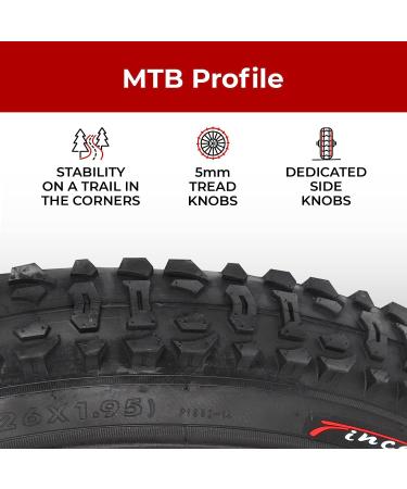 Fincci Pair 26x1.95 Bike Tires for MTB Mountain Hybrid Bicycle - Pack of 2 | Foldable 60 TPI, 50-559 Size - Buy Online on GoSupps.com