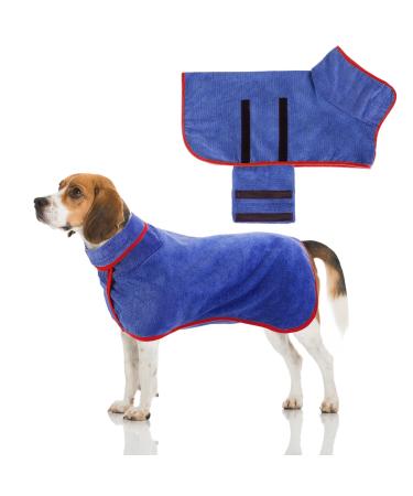 Jostift Dogsbadema made of microfiber absorbent dog bathrobe dog bempering quickly drying bath towel with adjustable straps for large means and small dogs (blue-M) medium
