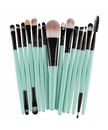 Makeup Brushes Set 15 Pcs Wooden Handle Soft Bristle Cosmetic Brushes Tools Kit for Makeup Foundation Power Blushes Eyelashes Lipstick Brushes Set for Eyeshadow Eyebrow Highlighter (Green Black)