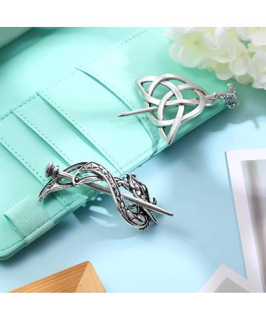 Viking Celtic Dragon Hair Clips - 2 Piece Set for Women | Norse Knot Hair Stick Accessories - Buy Online on GoSupps.com