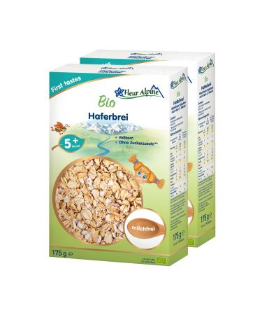 Fleur Alpine Bio Baby porridge Hafer 2 Pack - evening porridge baby oatmeal |Nutritious porridge |Easy preparation |Cereal porridge 5+ months without adding sugar |2x7 portions oat 2 pieces - Buy Online on GoSupps.com