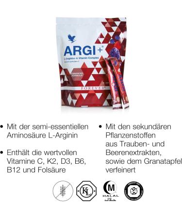 Forever Argi+ | 5G L-Arginine & Vitamin Complex for Athletes | Improve Performance | Gluten-Free Fruity Taste | 30 Sticks (10g) - Buy Online on GoSupps.com