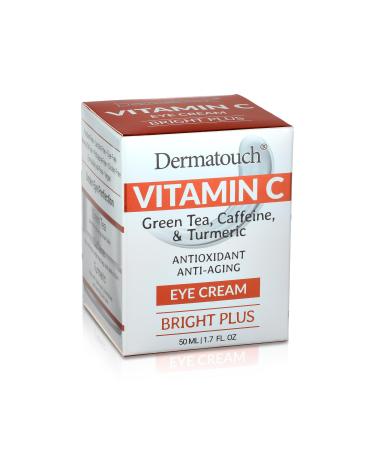 DERMATOUCH Vitamin C Eye Cream With Green Tea Caffeine Turmeric and Hyaluronic Acid Daily Under Eye Moisturizer With Vitamins and Antioxidants Clean Skin Care Made in USA 1.7 Fl Oz