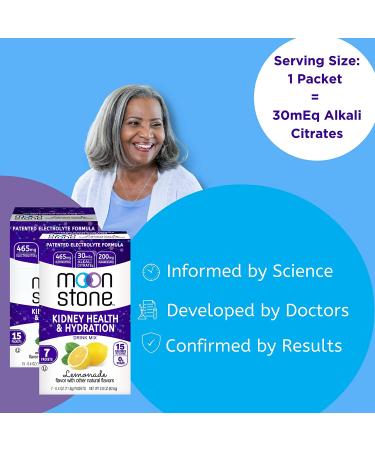 Moonstone Kidney Cleanse & Support Drink Mix - Keto Electrolyte Hydration Powder with Stone Prevention - Chanca Piedra Alternative - Magnesium & Potassium - 7 Pack Lemonade 2.8oz - Buy Online on GoSupps.com