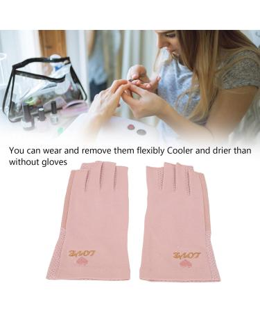 UV Shield Glove Breathable Fingerless Fiber Cotton Nail Lamp Gloves Anti UV Fingerless Gloves Protect Manicure Gloves Manicure Nail Art Dryer Tools(Light pink grey) - Buy Online on GoSupps.com