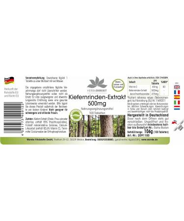 Pine bark extract 500mg - highly dosed - vegan - 100 tablets - with vitamin C | Warnke Vitalstoffe - Quality from German pharmacies - Buy Online on GoSupps.com