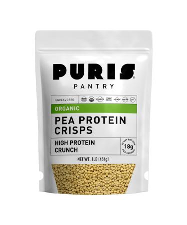 PURIS Organic Pea Protein Crisps, Certified Organic Pea Protein Isolate, Keto Protein Crunch, Made 100% in The USA, Non-GMO, Gluten Free, No Sugar, No Soy, 18g Protein, 7g Carbs, Unflavored 1 lb (1-Pack)
