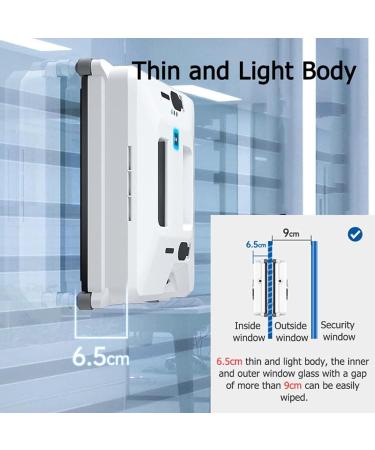 emobwdy Window Cleaner Robot-6.5cm Ultra-Thin 3000pa Samrt Obstacle Avoidance Square Automatic Window Vacuum Cleaner For Large Mirror Tile Wall Glass Wall Remote Control Light & Compact White - Buy Online on GoSupps.com