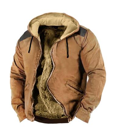 Hanxiulin plush jacket oversize warm lined fleecemantel men hoodie hooded sweater long hood fleece jacket oversized transition jacket hooded tops outdoor buffer jacket m brown