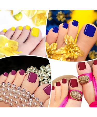 720 Short Square Bright Color False Toe Nails - 30 Sets | Matte Full Cover Press On Toenails for Women and Girls - Buy Online on GoSupps.com